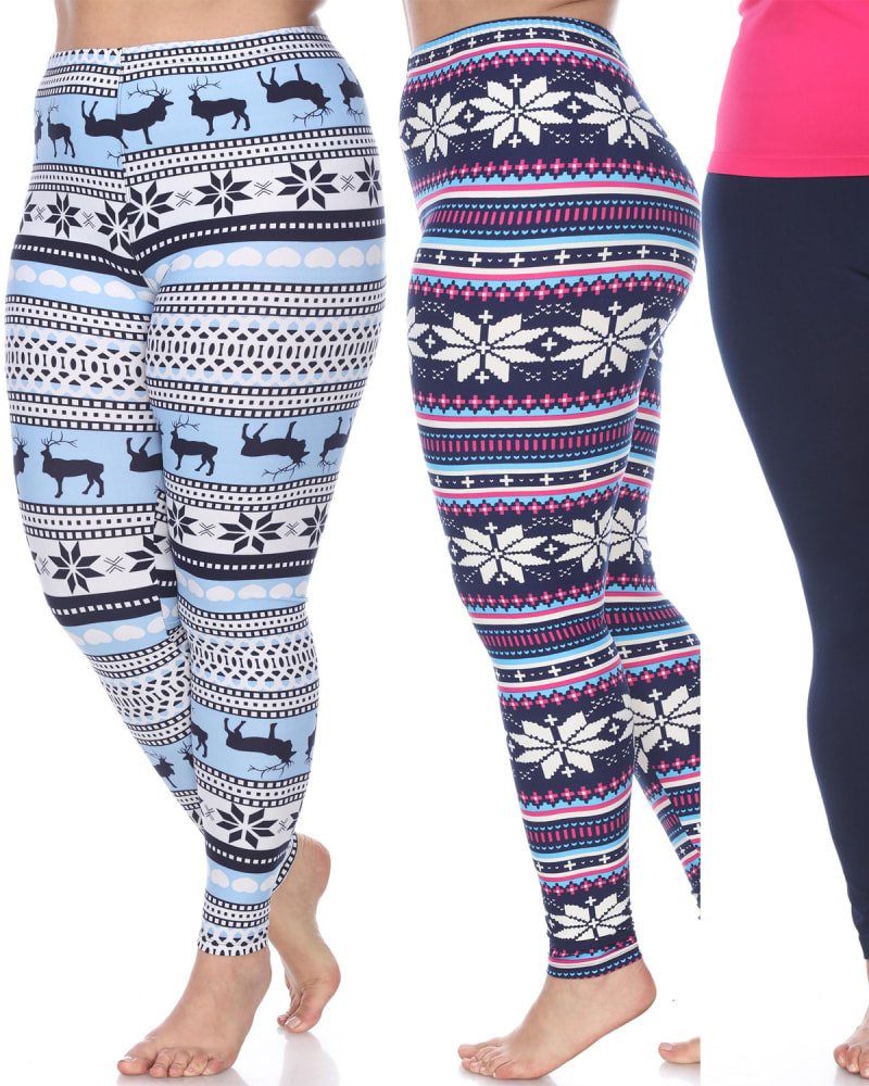 Front of a model wearing a size one-size-fits-all Pack of 3 Leggings in PACK 153 - Navy by White Mark. | dia_product_style_image_id:250036